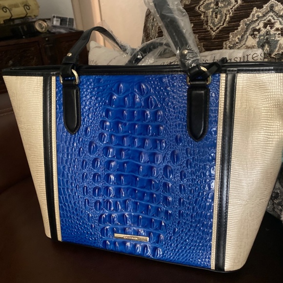 Brahmin Medium Asher Cobalt Laverne Leather Tote - Picture 4 of 4